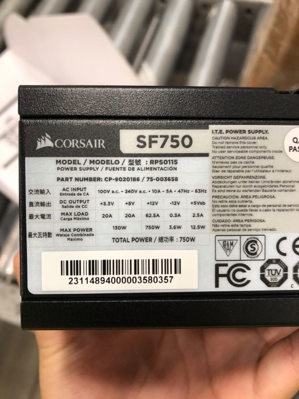 Photo 5 of Corsair SF Series, SF750, 750 Watt, SFX, 80+ Platinum Certified, Fully Modular Power Supply (CP-9020186-NA) 750 Watts Power Supply