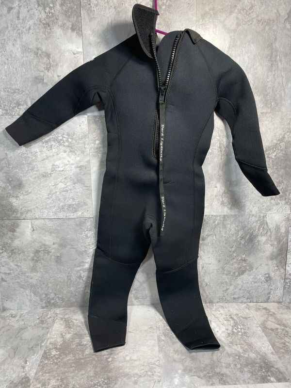 Photo 1 of Dark Lightning Youth Wetsuit Neoprene Black Size 8 Back Zip Explorer
