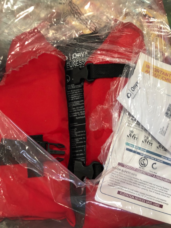 Photo 1 of Onyx General Purpose Boating Vest Red Youth