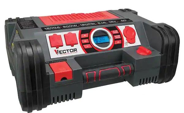 Photo 1 of 1200 Peak Amp Jump Starter, Dual Power Inverter, 120 PSI Air Compressor, USB Charging Port, Rechargeable
