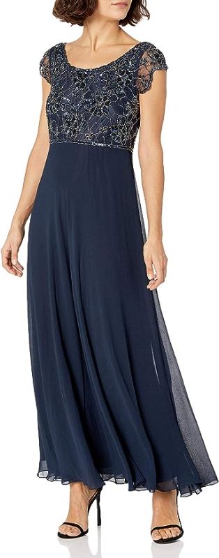 Photo 1 of SIZE 16P-J Kara Women's Plus Size Long Dress with Flutter Sleeve
