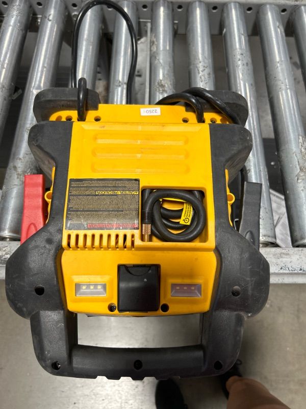 Photo 2 of DEWALT DXAEJ14 Digital Portable Power Station Jump Starter: 1400 Peak/700 Instant Amps, 120 PSI Digital Air Compressor, 3.1A USB Ports, Battery Clamps , Yellow