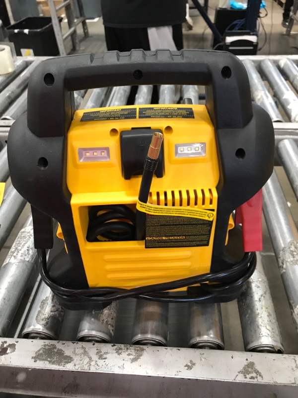 Photo 3 of DEWALT DXAEJ14 Digital Portable Power Station Jump Starter: 1400 Peak/700 Instant Amps, 120 PSI Digital Air Compressor, 3.1A USB Ports, Battery Clamps , Yellow