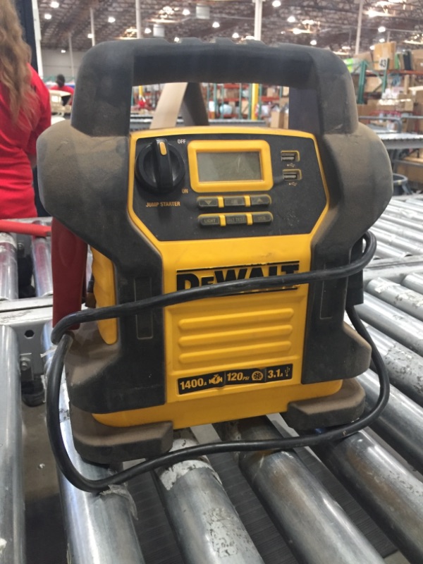 Photo 2 of DEWALT DXAEJ14 Digital Portable Power Station Jump Starter: 1400 Peak/700 Instant Amps, 120 PSI Digital Air Compressor, 3.1A USB Ports, Battery Clamps , Yellow