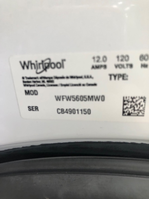 Photo 6 of Whirlpool 4.5-cu ft High Efficiency Stackable Steam Cycle Front-Load Washer (White) ENERGY STAR
