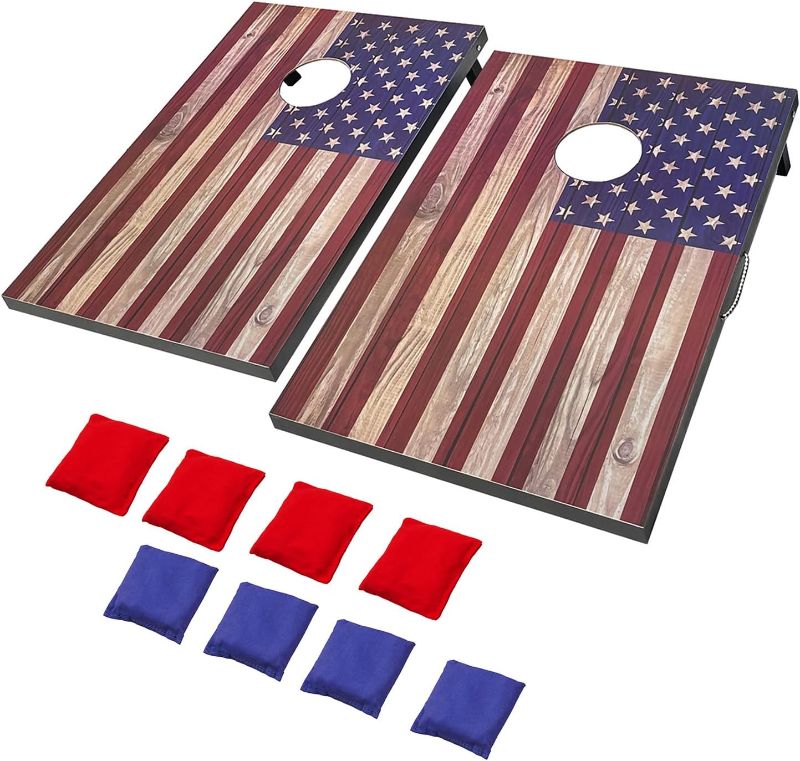 Photo 1 of  Cornhole Set Outdoor Game-Includes 2 MDF Wood Boards 35.4x23.6 Inch,8 12 Ounce Corn Hole Bean Bag Cornhole Set.
