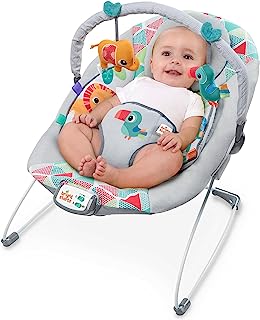 Photo 1 of Bright Starts Baby Bouncer Soothing Vibrations Infant Seat - Taggies, Music, Removable Toy Bar, 0-6 Months Up to 20 lbs (Toucan Tango)