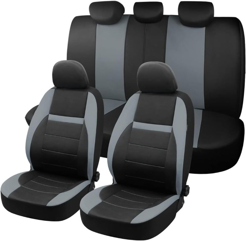 Photo 1 of carxs Car Seat Cover Full Set Universal Size Fit for Most Cars Trucks Van SUV Air Bag Compatible Grey