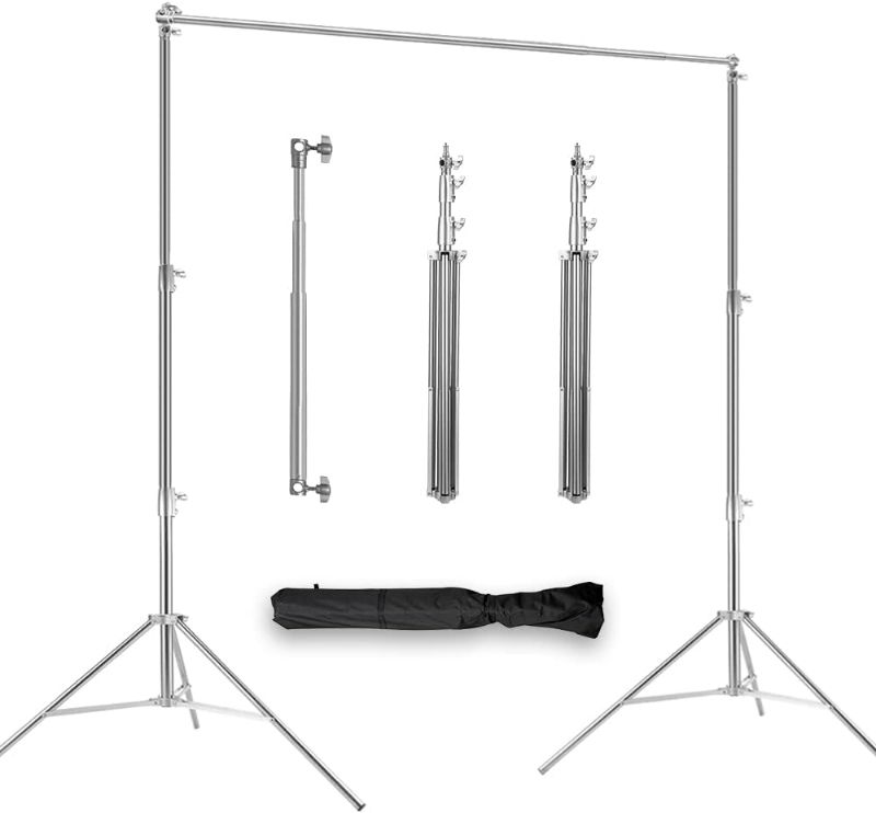 Photo 1 of Backdrop Stand Photo Video Studio Adjustable Background Support Stands for Portrait & Studio Photography, Photoshoot, Parties, Baby Shower, Birthday, Wedding