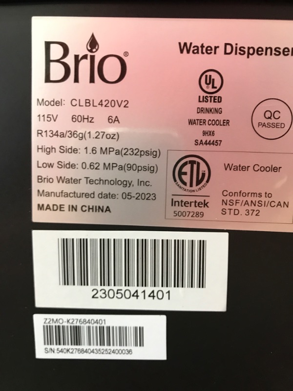 Photo 3 of Brio CLBL420V2 Bottom Loading Water Cooler Dispenser for 3 & 5 Gallon Bottles - 3 Temperatures with Hot, Room & Cold Spouts, Child Safety Lock, LED Display with Empty Bottle Alert, Stainless Steel
