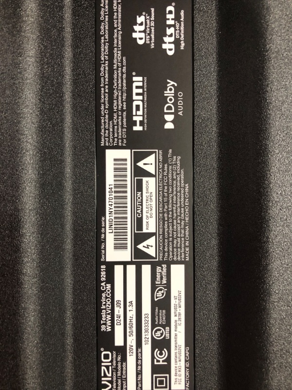 Photo 3 of ***TESTED/ POWERS ON***VIZIO 24-inch D-Series Full HD 1080p Smart TV with Apple AirPlay and Chromecast Built-in, Alexa Compatibility, D24f-J09, 2022 Model
