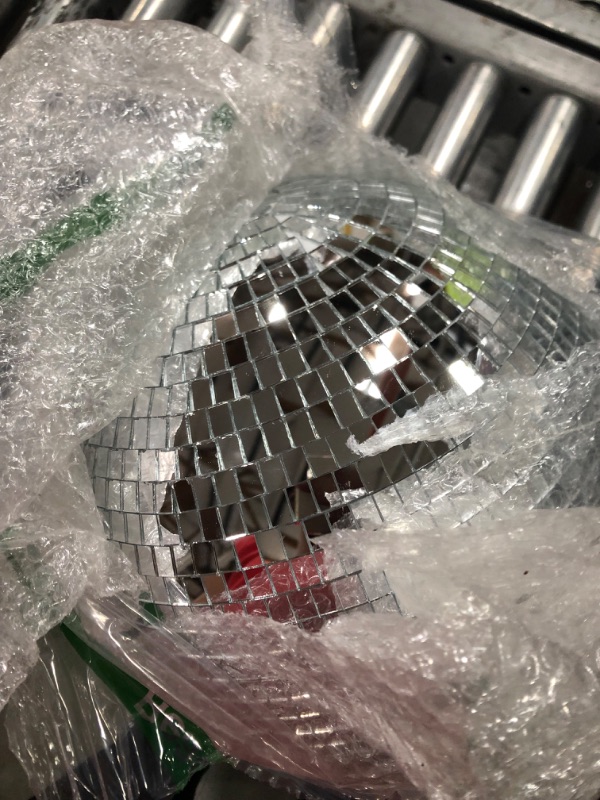 Photo 2 of 16 Inch Large Disco Ball Decorations, 70's 80's 90's Silver Rotating Glass Mirror Ball with Hanging Ring, for Bar DJ Club Stage Lighting Holiday Christmas Party Birthday Wedding Home Business Events…