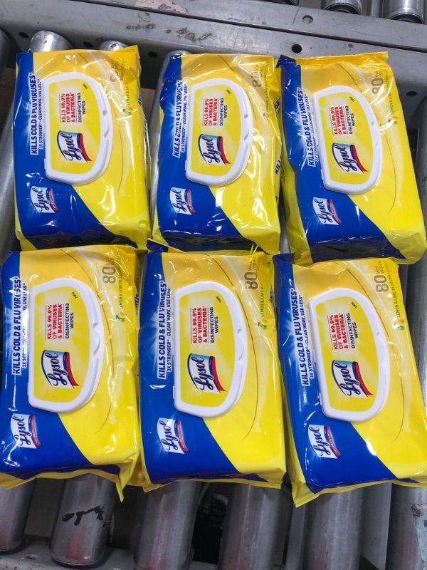 Photo 2 of *BOX OF 6 PACKS* Lysol® Disinfecting Wipes - Lemon Scent, 80 ct
