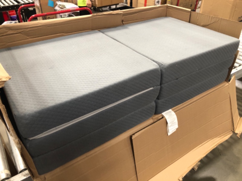 Photo 2 of **SET OF 2** GREY 4'' Tri-Fold Memory Foam Mattress Bed Folding Floor Camping Sofa Bedroom Sleep
