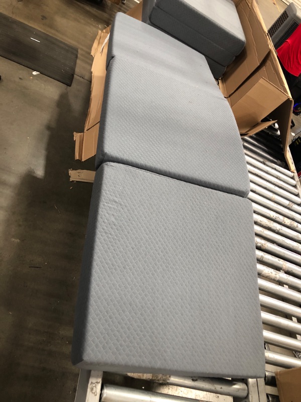 Photo 3 of **SET OF 2** GREY 4'' Tri-Fold Memory Foam Mattress Bed Folding Floor Camping Sofa Bedroom Sleep
