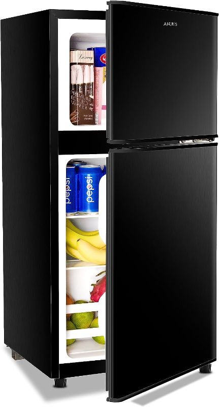 Photo 1 of Anukis Compact Refrigerator 3.5 Cu Ft 2 Door Mini Fridge with Freezer For Apartment, Dorm, Office, Family, Basement, Garage, Black
