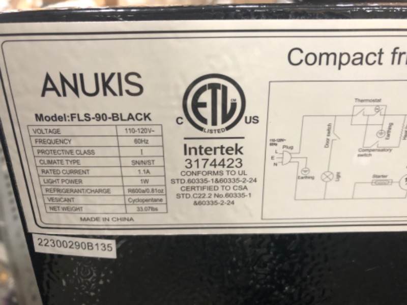 Photo 4 of Anukis Compact Refrigerator 3.5 Cu Ft 2 Door Mini Fridge with Freezer For Apartment, Dorm, Office, Family, Basement, Garage, Black
