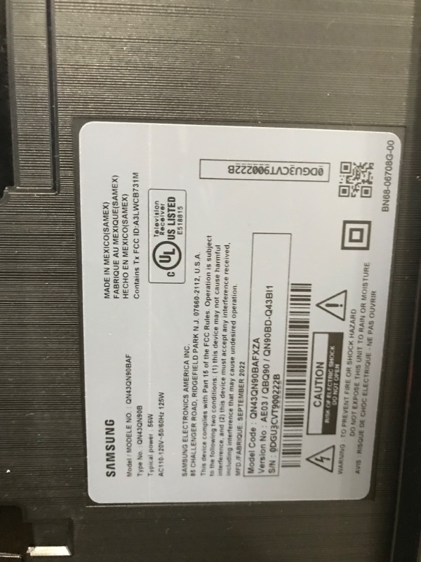 Photo 5 of SAMSUNG 43-Inch Class Neo QLED 4K QN90B Series Mini LED Quantum HDR 24x, Dolby Atmos, Object Tracking Sound+, Anti-Glare, Ultra Viewing Angle, Smart TV with Alexa Built-In (QN43QN90BAFXZA, 2022 Model) 43-Inch TV Only