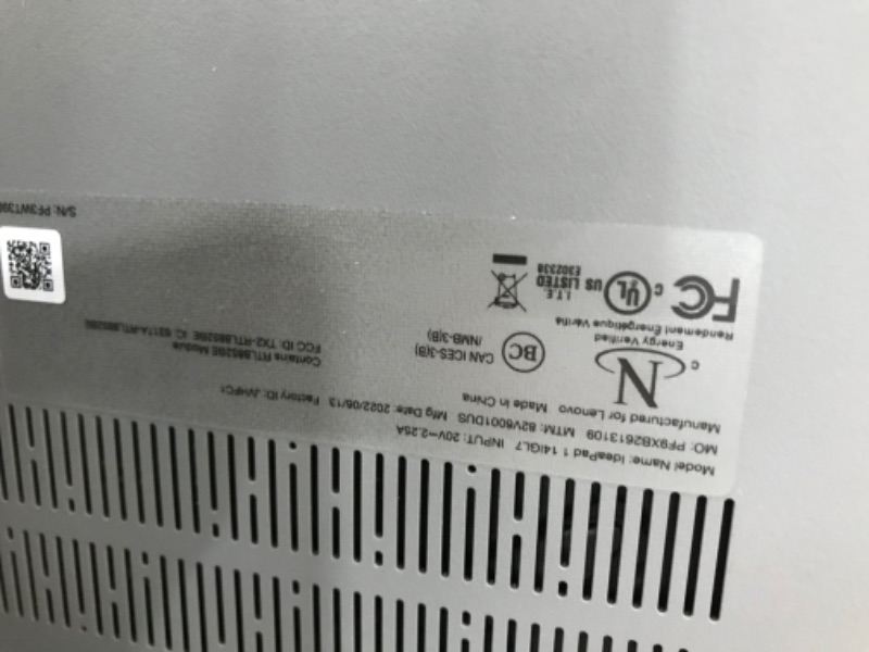 Photo 11 of UNABLE TO RESET BECAUSE LOW POWER 
Lenovo Ideapad 1i, 14.0" Laptop, Intel Pentium N5030, 4GB RAM, 128GB eMMC Storage, Cloud Grey, Windows 11 in S Mode, 82V6001DUS