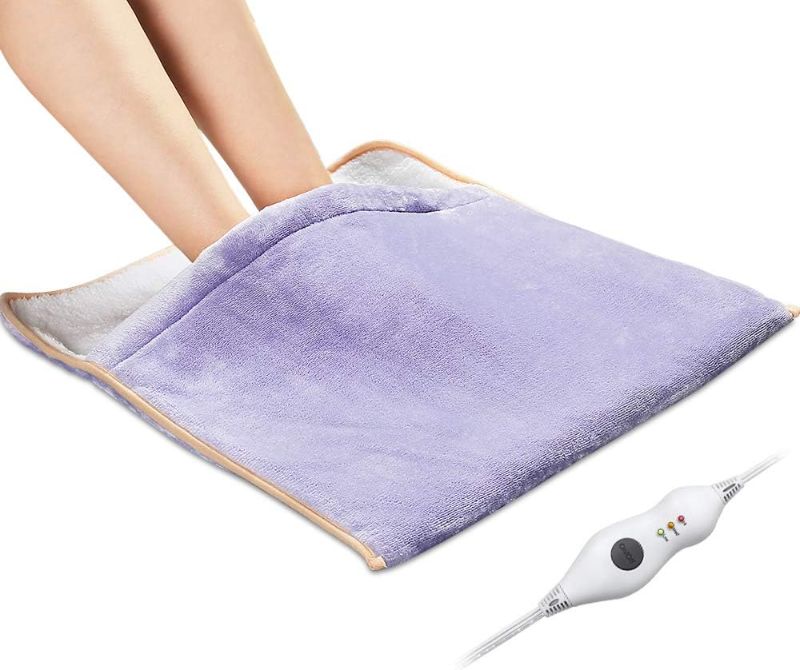 Photo 1 of Electric Heated Foot Warmer - Auto Shut Off, Ultra Soft Flannel Heat Therapy Wrap Extra Large for Feet, Back, Waist, Abdomen with Extra Long Cord, 