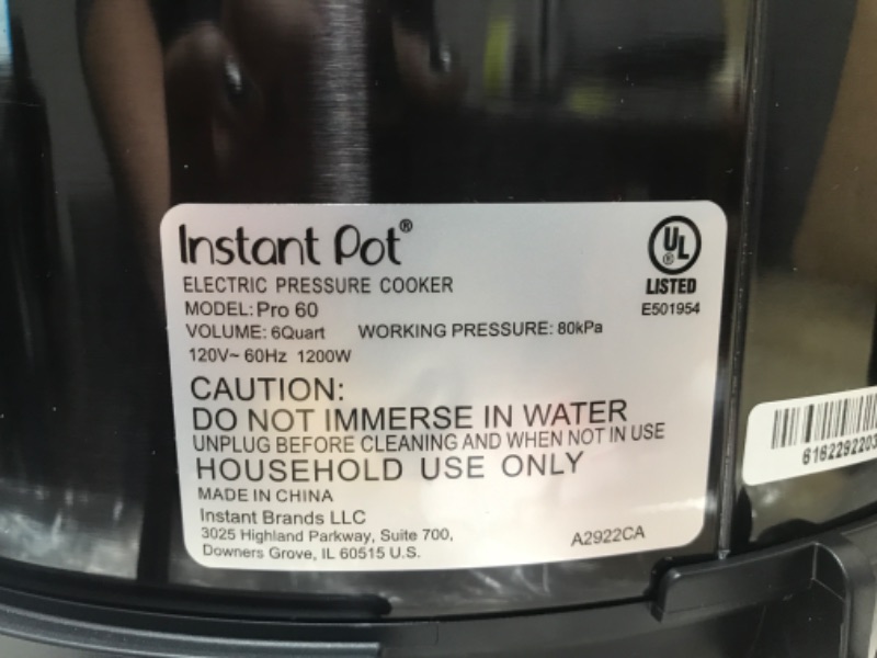 Photo 4 of Instant Pot Pro 10-in-1 Pressure Cooker, Slow Cooker, Rice/Grain Cooker, Steamer, Sauté, Sous Vide, Yogurt Maker, Sterilizer, and Warmer, Includes App With Over 800 Recipes, Black, 6 Quart 6QT Pro