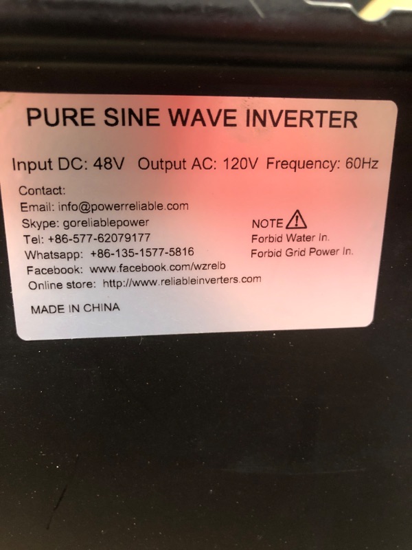 Photo 6 of *PARTS ONLY* WZRELB 5000W 48V 120V Pure Sine Wave Power Inverter with 2 AC Outlets,Car Inverter