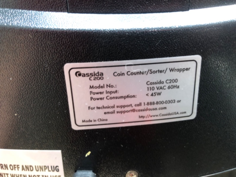 Photo 3 of Cassida C200CAD Canadian Coin Counter/Sorter/Roller