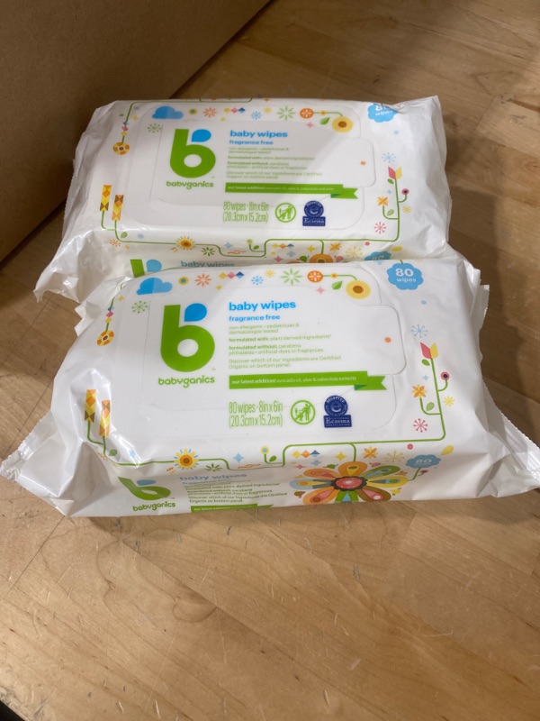 Photo 2 of Babyganics Baby Wipes, Fragrance Free - 80 wipes ( 2 pack ) 