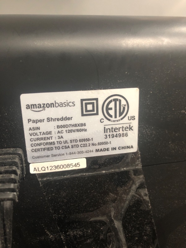 Photo 3 of Amazon Basics 12 Sheet (new model) Micro Cut Paper and Credit Card CD Shredder With 6 Gallon Bin, Black
