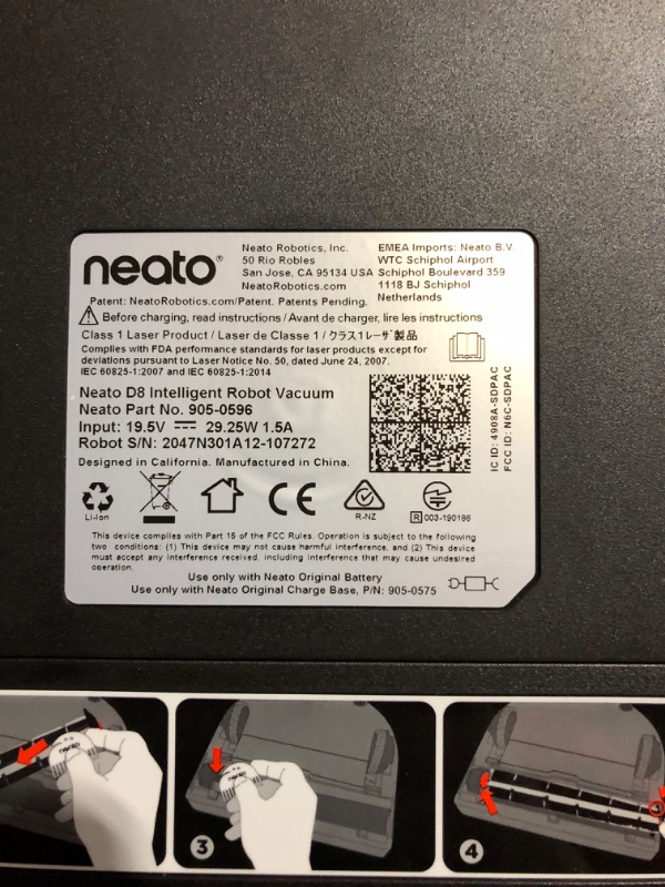 Photo 4 of ***NONFUNCTIONAL - DOES NOT TURN ON - FOR PARTS ONLY***
Neato D8 Intelligent Robot Vacuum Cleaner–LaserSmart Nav, Smart Mapping, No-Go Zones, WiFi Connected