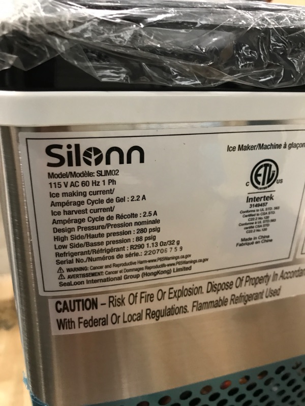 Photo 2 of * item damaged * not functional * sold for parts * 
Silonn Countertop Ice Cube Ice Makers, 45lbs Per Day, Auto Self-Cleaning & New Wave Enviro Products 