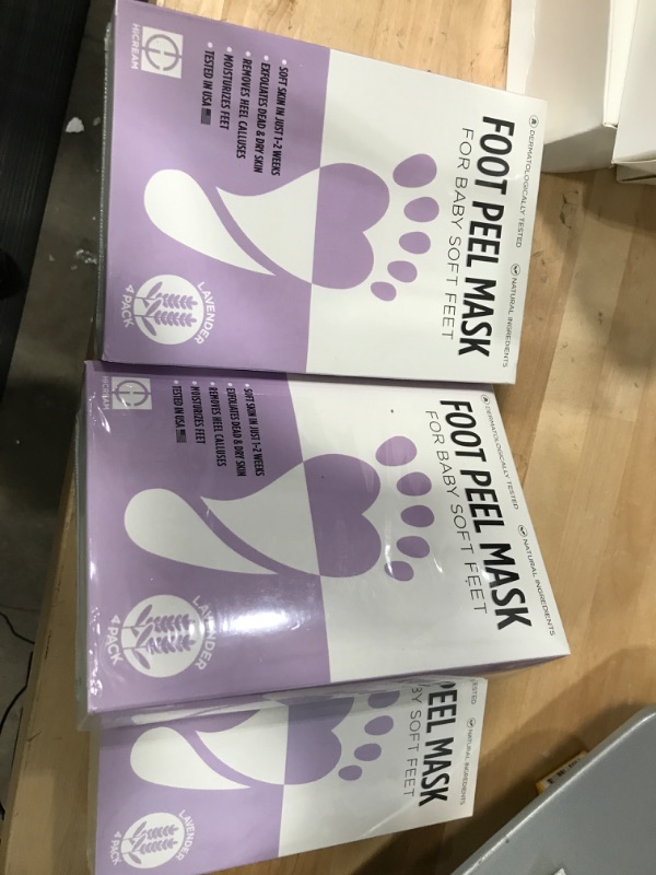 Photo 2 of 3 pack - Hicream Foot Peel Mask- 4 Pairs of Regular Skin Exfoliating Foot mask For Cracked Heels, Dead Skin & Calluses, Removes & Repairs Rough Heels, Dry Toe Skin, Lavender Scent
