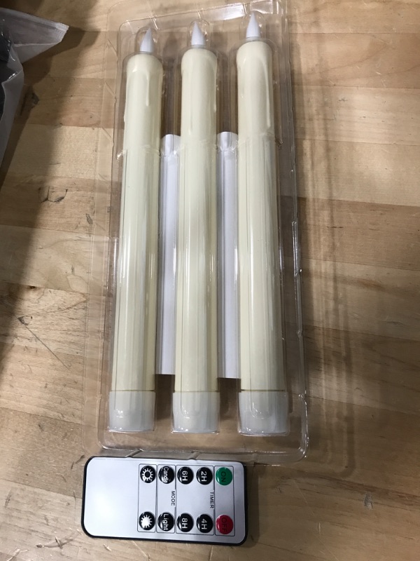 Photo 2 of 5plots 9.6 Inch Flameless Taper Candles with Remote&timer, Battery Operated Taper Candles, Led Taper Candles Flickering, Ivory Plastic Led Candlesticks, Flameless Candlesticks for Christmas Decor 3pcs Ivory 9in