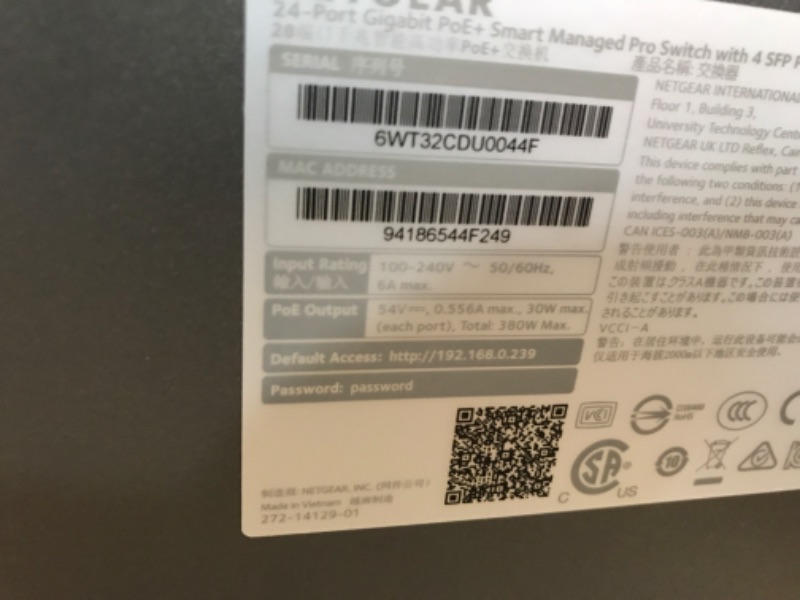 Photo 5 of NETGEAR 28-Port PoE Gigabit Ethernet Smart Switch (GS728TPP) - Managed, Optional Insight Cloud Management, 24 x PoE+ @ 380W, 4 x 1G SFP, Desktop or Rackmount, and Limited Lifetime Protection 28 port | 24xPoE+ 384W | 4xSFP
