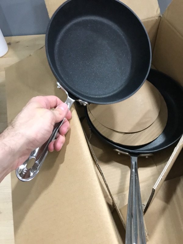 Photo 2 of ***DAMAGED***All-Clad E785S264 HA1 Hard Anodized Nonstick Dishwasher Safe PFOA Free 8-Inch and 10-Inch Fry Pan Cookware Set, 2-Piece, Black