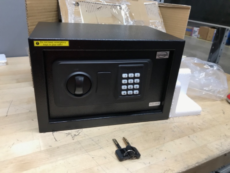 Photo 4 of 13.78 x 9.84 x 9.84" Digital Electronic Steel Safe Box with 2 Manual Override Keys,Lock Box Protect Money Jewelry Passports,for Home, Business or Travel...
