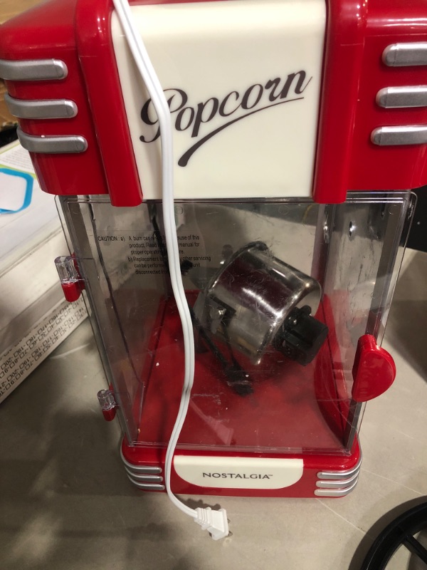 Photo 2 of (USED/DAMAGED) Nostalgia Retro Popcorn Maker Cart, 2.5 Retro Red