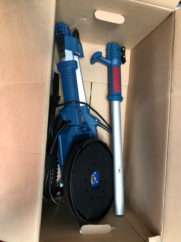 Photo 2 of Enhulk Drywall Sander, 900W 7.2A Electric Drywall Sander with Vacuum Auto Dust Collection, 6 Variable Speed 800-1800RPM, Double-Deck LED Lights, Extendable & Foldable Handle, 12 Sanding Discs
