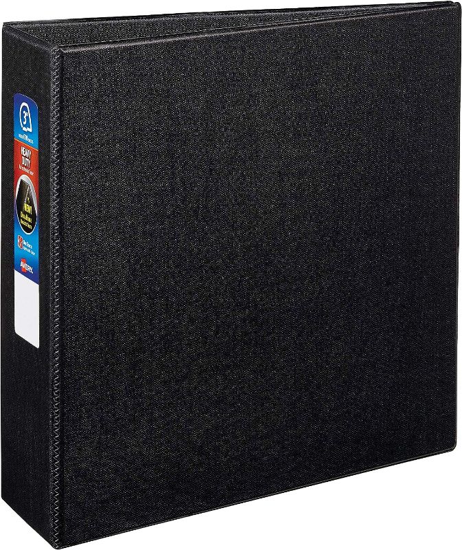 Photo 1 of Cardinal Economy 3-Ring Binders, 3", Round Rings, Holds 625 Sheets, ClearVue Presentation View, Non-Stick, Black, Carton of 12 (90650) Black 3 Inch Binders