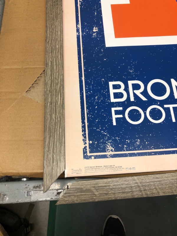 Photo 3 of ***SEE NOTES*** Trends International NFL Denver Broncos - Retro Logo 14 Wall Poster, 22.375" x 34", Barnwood Framed Version 22.375 in x 34 in Barnwood Framed Version