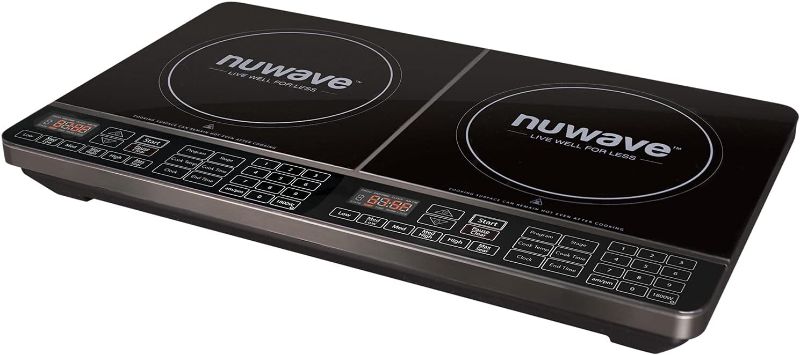 Photo 1 of ***POWERS ON*** Nuwave Double Induction Cooktop, Powerful 1800W, 2 Large 8” Heating Coils, Independent Controls, 94 Temp Settings from 100°F to 575°F in 5°F Increments, 2 x 11.5” Shatter-Proof Ceramic Glass Surface