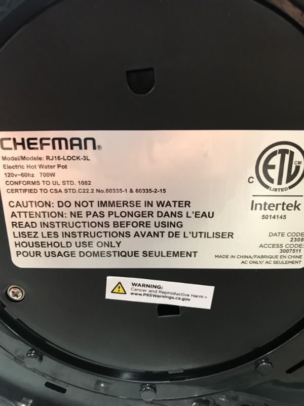 Photo 3 of ***POWERS ON*** Chefman Electric Hot Water Pot Urn w/Auto & Manual Dispense Buttons, Safety Lock, Instant Heating for Coffee & Tea, Auto-Shutoff & Boil Dry Protection, Insulated Stainless Steel, 3.6L/3.8 Qt/20+ Cups 3.6 Liter Hot Water Pot