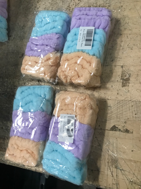 Photo 1 of **BUNDLE OF 4**  GOSALISU 6PCS Women's Wrist Towels for Washing Face Microfiber Girls Wrist Spa Wash Towel Band Face Washing Wristbands Absorbent Wristbands Wrist Sweatband for Girls Prevent Liquids from Spilling Purple+ Blue+ Pink 6PCS