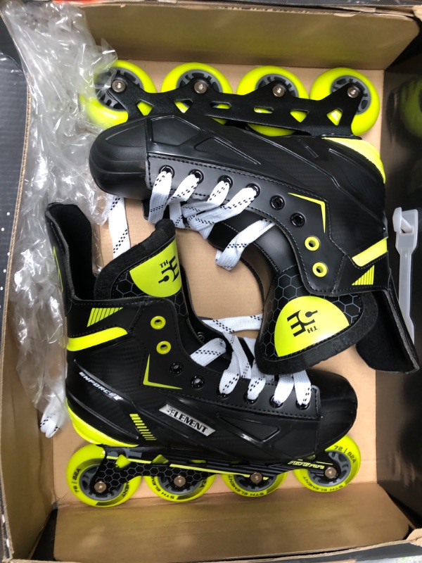 Photo 2 of 5th Element Enforcer Hockey Inline Skates for Men, Indoor and Outdoor Roller Blades with Carbon Steel Bearings, Aluminum Chassis, and Traditional Lacing for Practice and Game Skating 11.0