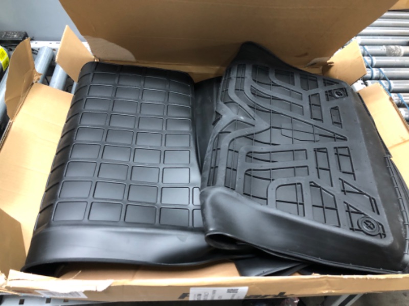 Photo 2 of Tesla Model Y Floor Mats Custom Fit for Model Y 2023-2021, All-Weather 100% TPE Odorless Waterproof Model Y Accessories, 1st & 2nd Row, Cargo Liners Foxpark Black-4PCS