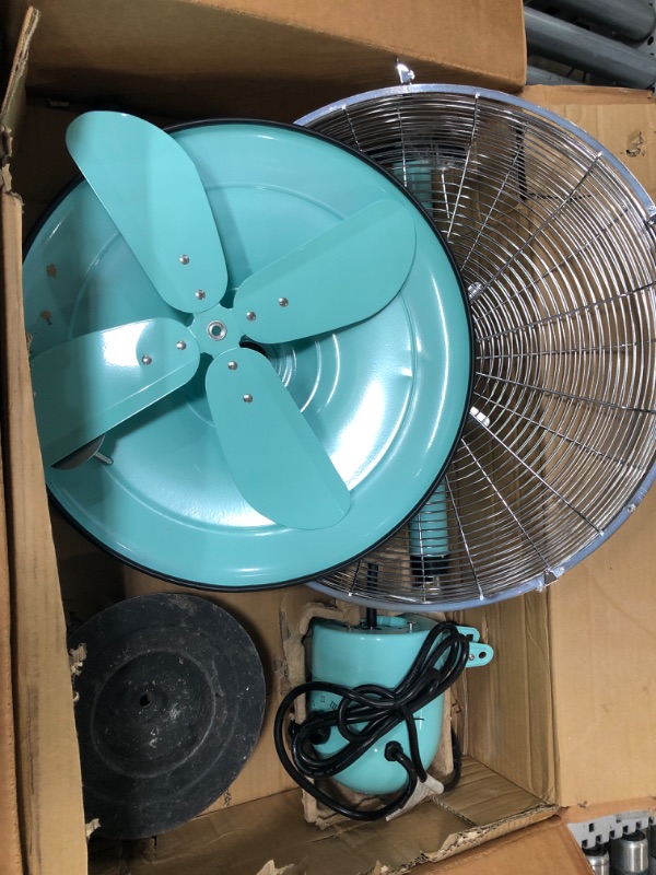 Photo 2 of 16 Inch High Velocity Stand Fan, Adjustable Heights, 75°Oscillating, Low Noise, Quality Made Fan with 3 Settings Speeds, Heavy Duty Metal for Industrial, Commercial, Residential, Color: Green 16 Inch Green