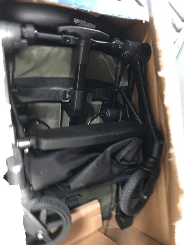 Photo 1 of Mompush Lithe V2 Lightweight Stroller + Snack Tray, Ultra-Compact Fold & Airplane Ready Travel Stroller, Near Flat Recline Seat, Cup Holder, Raincover & Travelbag Included Forest