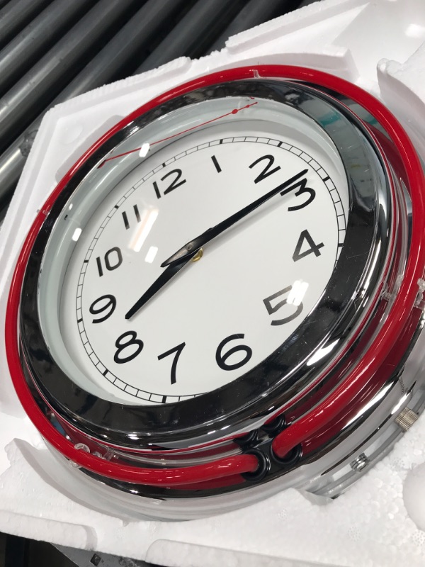 Photo 1 of **LIGHT BROKEN** Lavish Home Retro Neon Wall Clock Red