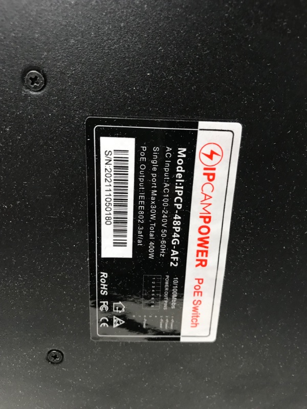 Photo 4 of **PARTS ONLY** DOESN'T FUNCTION**
IPCamPower 48 Port POE Switch W/ 3 Gigabit Uplink Ports | POE+ Capable of Pushing 30 Watts per Port | 400 Watts Total Budget Made for IP Cameras
