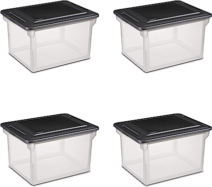 Photo 1 of Sterilite 18689004 Storage File Box, 4-Pack , Black
